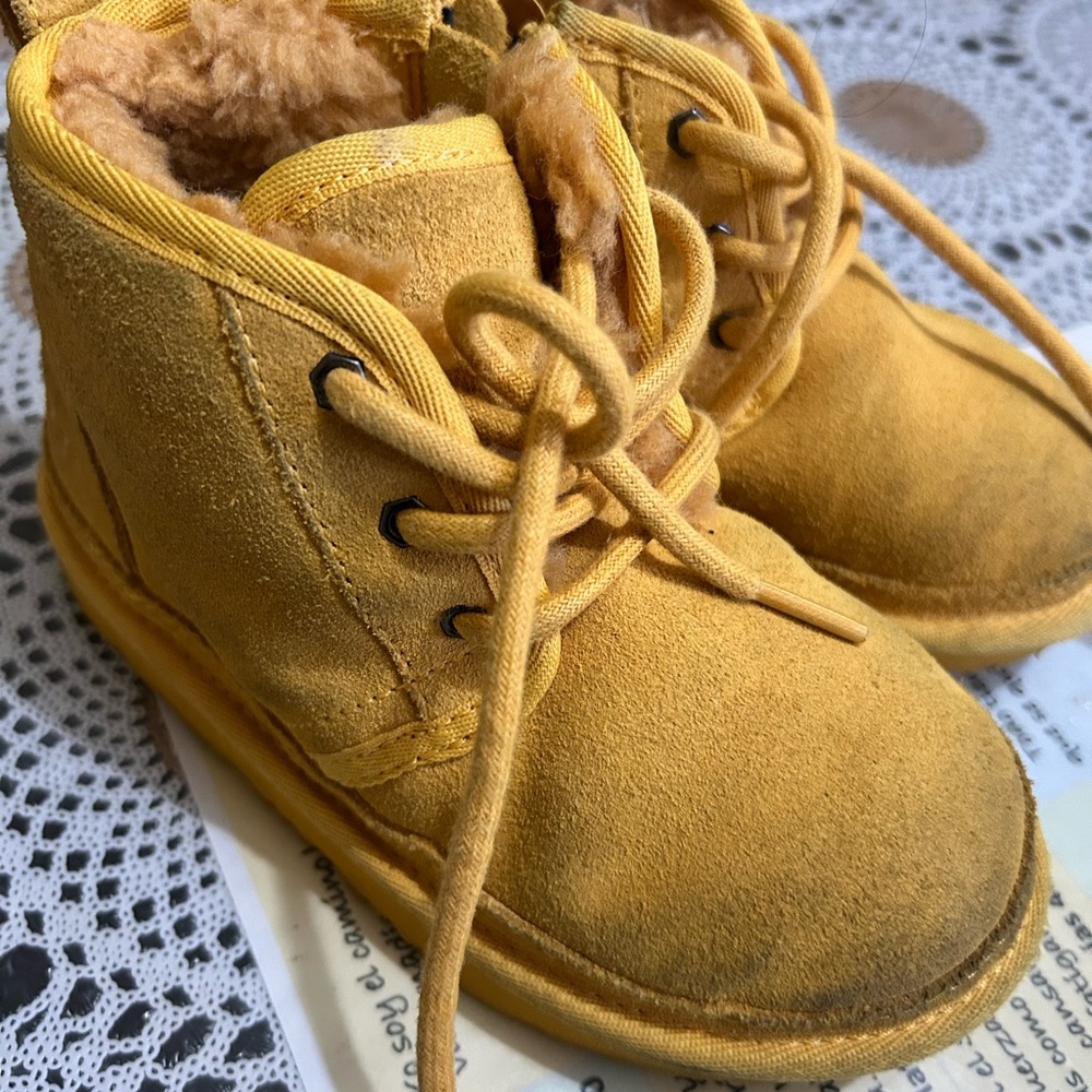Yellow Suede Ankle Boots with Laces